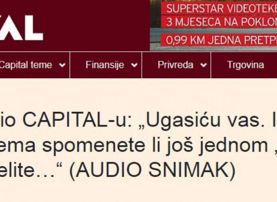 BH novinari najoštrije osuđuju prijetnje Duška Perovića redakciji portala Capital