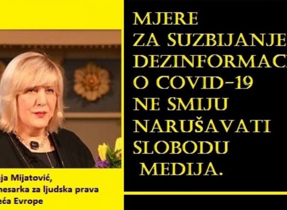 Mijatović: Mjere za suzbijanje dezinformacija o COVID-19 ne smiju narušavati slobodu medija