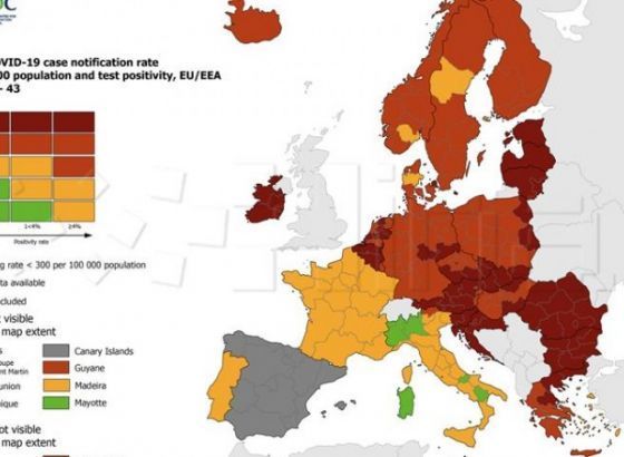 Hrvatska bez promjene na novoj karti ECDC-a, ostala tamnocrvena