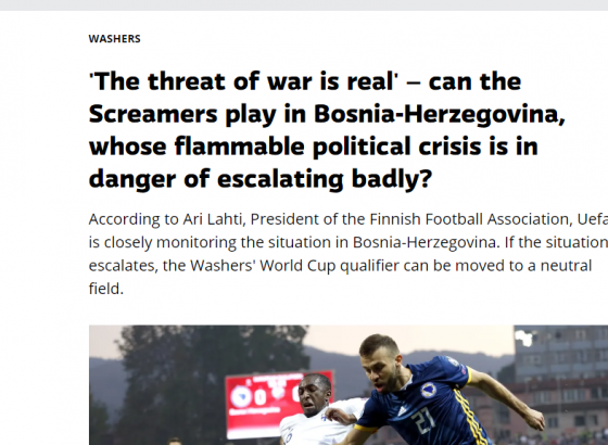 Finci zabrinuti zbog utakmice u BiH: UEFA prati situaciju i razmišlja o igranju na neutralnom terenu