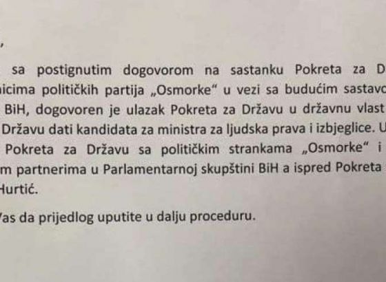 Salkić: Nezakonit i vaninstitucionalan prijedlog nema naslova kome je poslan, niti datuma kada je pisan