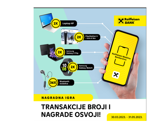 Nagradna igra za nove i postojeće korisnike Raiffeisen Mobilnog Bankarstva