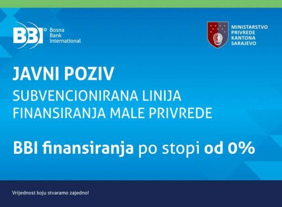 BBI banka objavila Javni poziv o liniji poticajnih finansiranja namijenjenih malim preduzećima