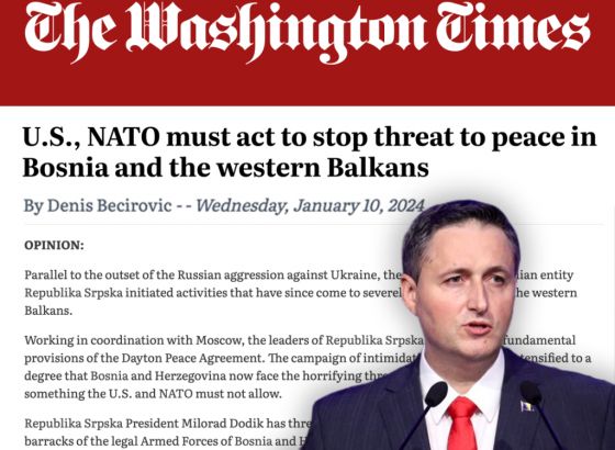 Bećirović za The Washington Times: NATO ima obavezu da zaštiti mir i državu BiH
