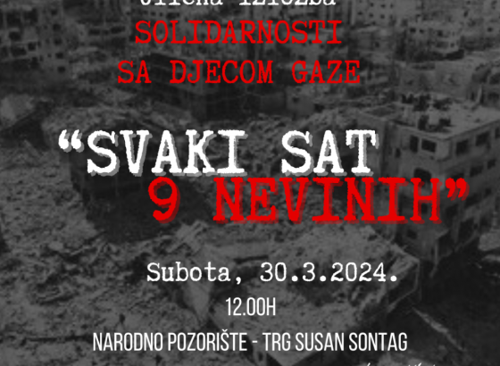 Umjetnički performans i instalacija 'Svaki Sat 9 Nevinih' poziv za prestanak ubijanja naroda Gaze