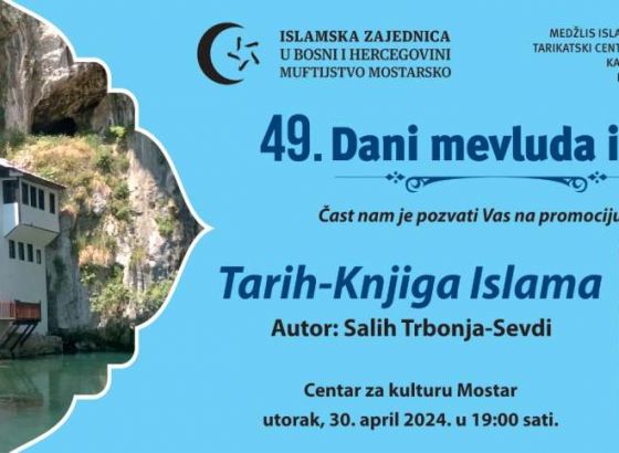 Promocija knjige 'Tarih- Knjiga islama' Saliha Sevdija Trbonje u utorak u Centru za kulturu Mostar