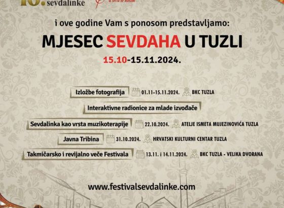 Manifestacija 'Mjesec sevdaha' od 15. oktobra do 15. novembra u Tuzli