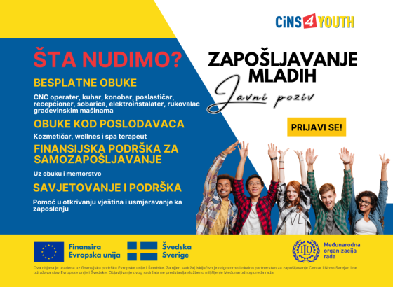 Objavljen javni poziv za zapošljavanje mladih u KS u okviru projekta CiNS4YOUTH
