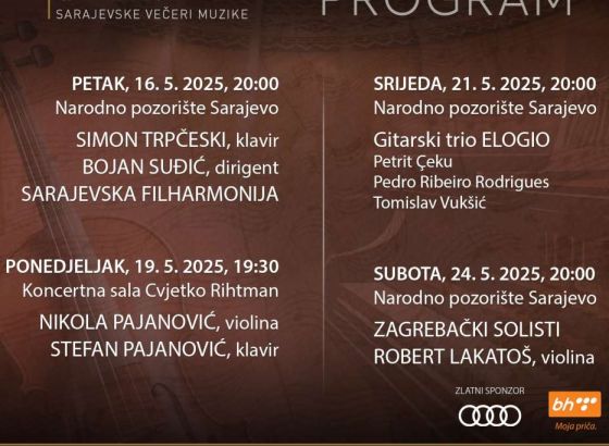Sarajevske večeri muzike u Sarajevo dovode poznata umjetnička imena
