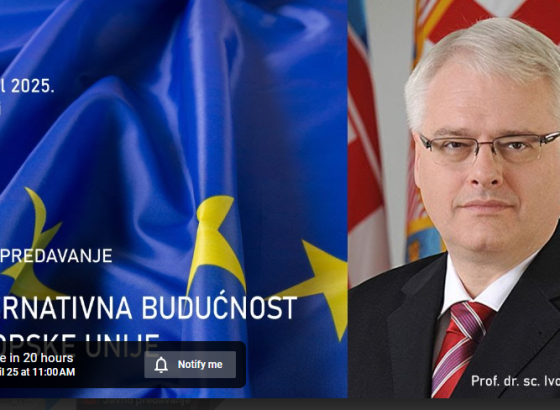 ANUBiH POZIVA: Sutra javno predavanje prof. dr. sc. Ive Josipovića, bivšeg predsjednika Republike Hrvatske