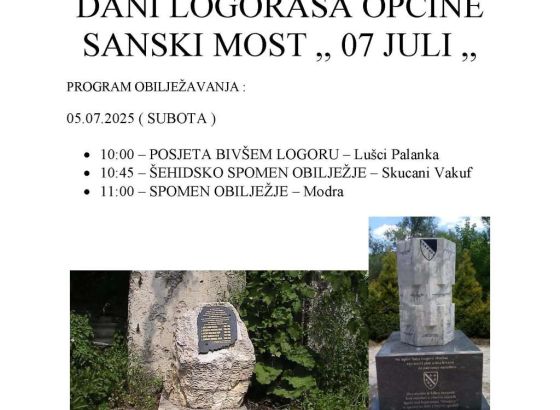 Obilježavanje Dana logoraša općine Sanski Most i zločina nad logorašima logora 'Betonirka' 7. jula