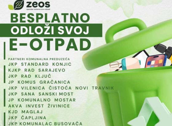 ZEOS eko-sistem i komunalna preduzeća FBIH pokreću veliku akciju prikupljanja e-otpada u BiH