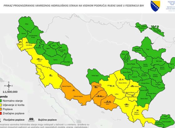 Očekuje se porast vodostaja na većem dijelu vodnog područja rijeke Save