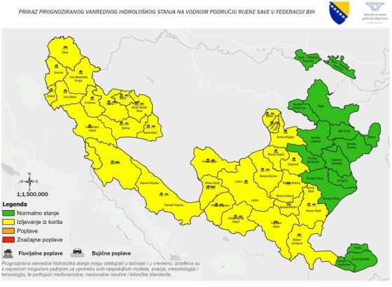 Očekuje se porast vodostaja na većem dijelu vodnog područja rijeke Save u FBiH
