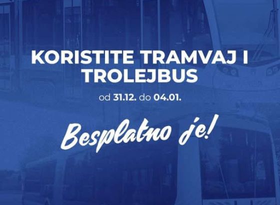 Tramvajski i trolejbuski saobraćaj od danas do 4. januara 2026. godine besplatan