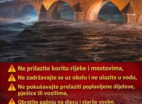 GSS Prenj u pripravnosti zbog porasta Neretve; građane upozoravaju da ne prilaze mostovima