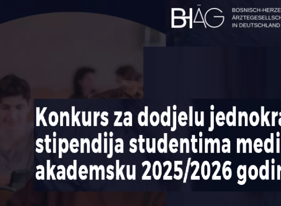 Konkurs otvoren do 31. januara: UDRUŽENJE BH. LJEKARA U NJEMAČKOJ DODJELJUJE STIPENDIJE STUDENTIMA MEDICINE