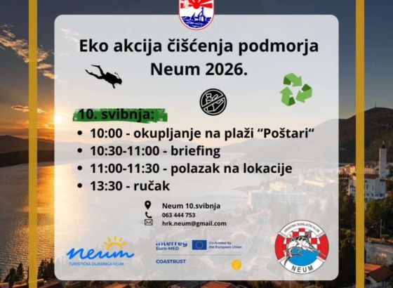 Tradicionalna eko akcija čišćenja podmorja – Neum 2026.