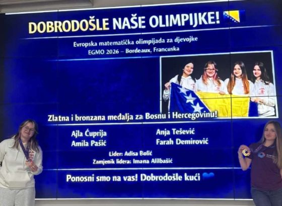 Zlatna i bronzana medalja za Bosnu i Hercegovinu na Evropskoj matematičkoj olimpijadi za djevojke