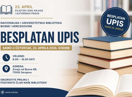 Danas na Svjetski dan knjige besplatan upis u NUB BiH