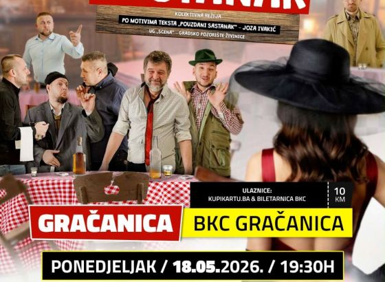 Hit pozorišna komedija „SASTANAK“ 18.maja u Gračanici
