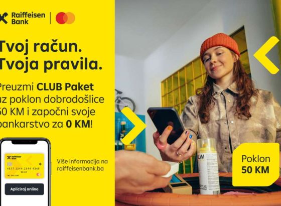 Raiffeisen CLUB paket – Besplatno bankarstvo za mlade od 14. godine do prvog posla