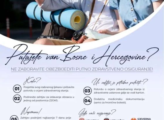 Besplatno putno osiguranje za osiguranike ZZO Kantona Sarajevo