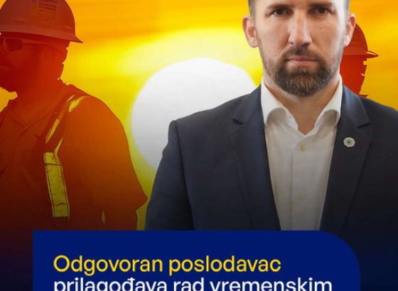 Delić pozvao poslodavce da zaštite radnike tokom ekstremno visokih temperatura